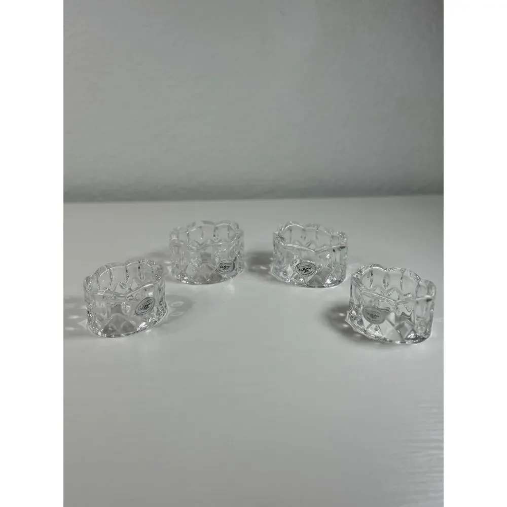 Gorham King Edward Full Lead Crystal Napkin Rings Set of 4 West Germany C478